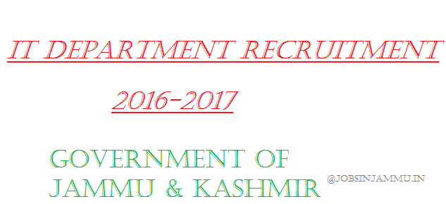 IT Department Recruitment 2016 in J&K for Manager Post Vacancies